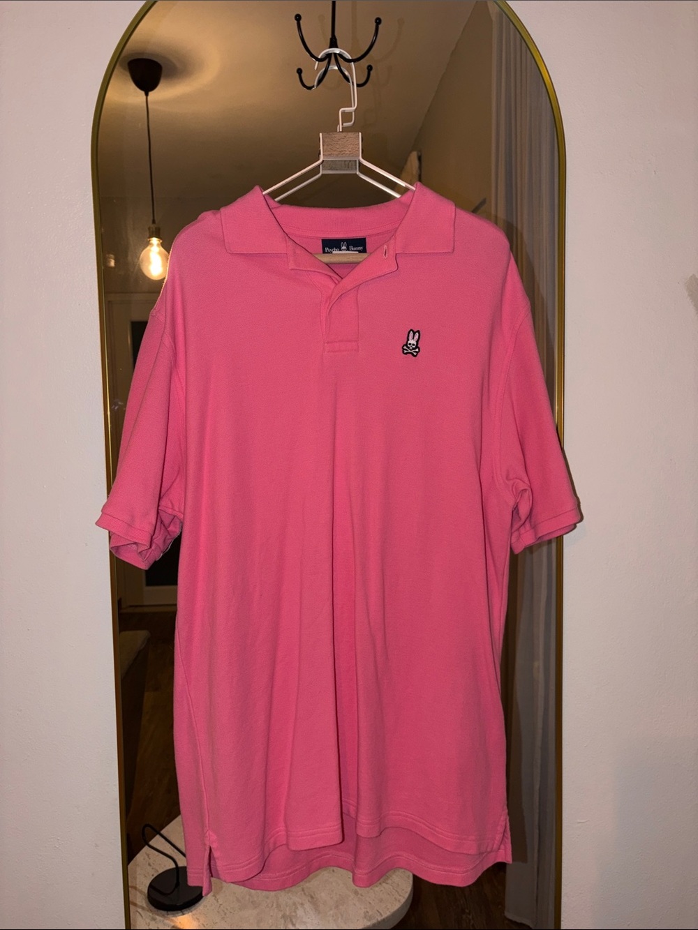 Psycho Bunny Men’s Polo Shirt Size 8 XXL Pink Embroidered Skull Logo